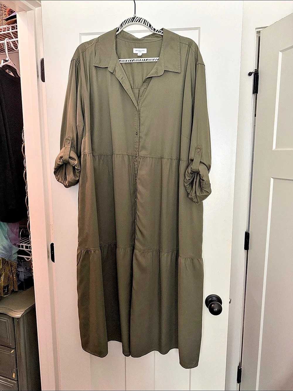 westbound Maxi Shirt Dress in Green Size 1X Like New